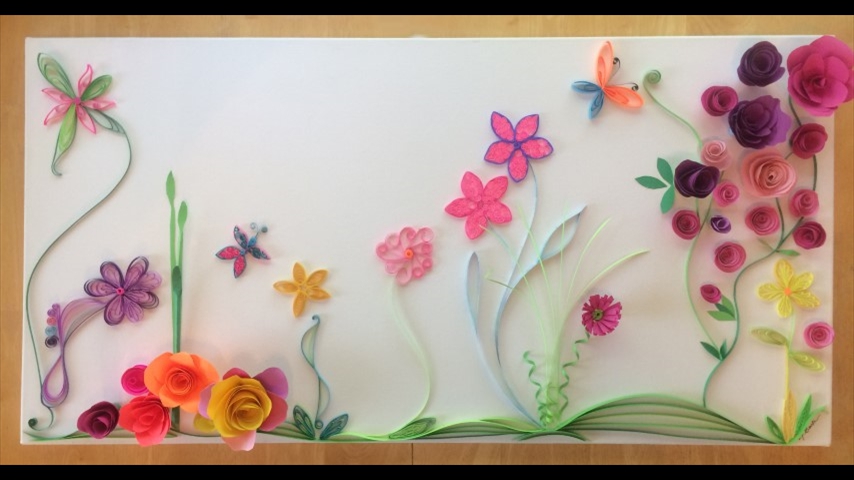 043 In the Garden - Quilling on Canvas