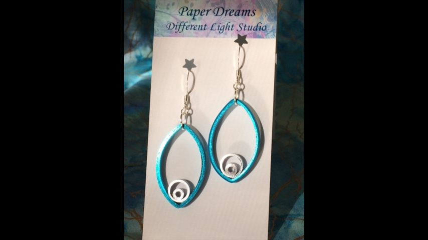 068 Earrings w metallic edged paper